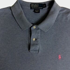 Polo Ralph Lauren Polo Shirt Mens XL Blue Pink Pony Logo Short Sleeve Cotton